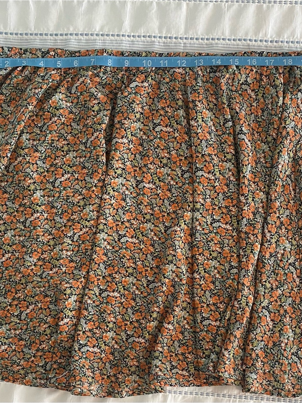 SHEIN Orange Floral Circle Skirt with Green Accents